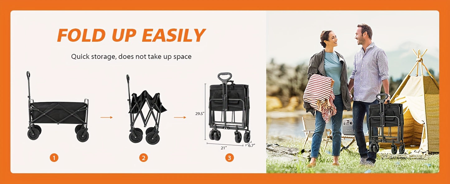 All-Terrain Collapsible Heavy-Duty Wagon - 220LBS Load Capacity