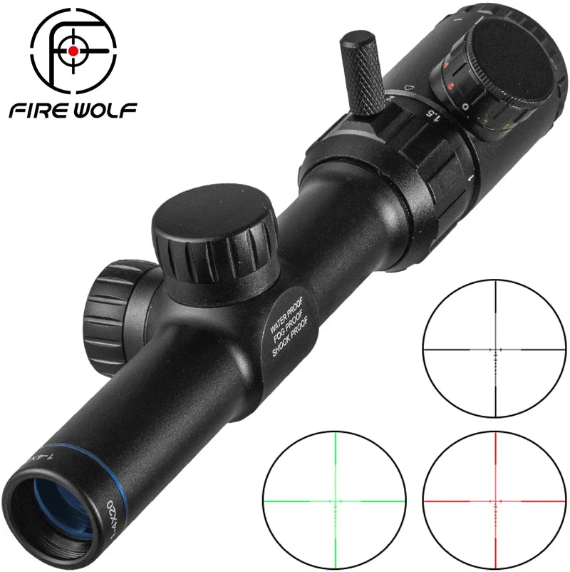 FIRE WOLF 1-4x20 Illuminated Green/Red Dot Rifle Scope