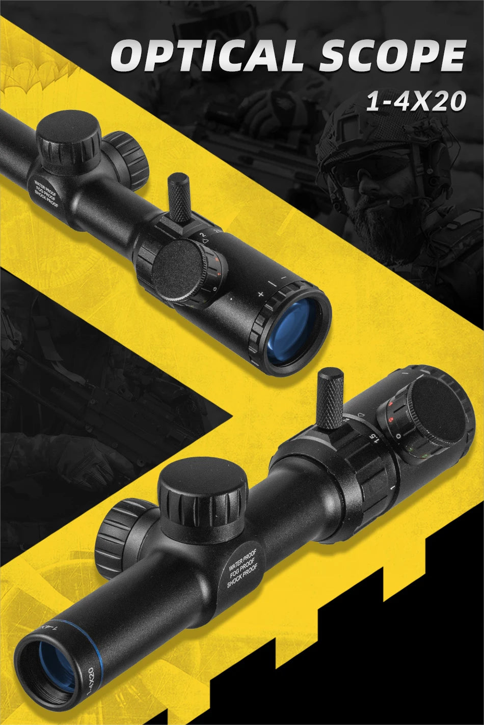 FIRE WOLF 1-4x20 Illuminated Green/Red Dot Rifle Scope