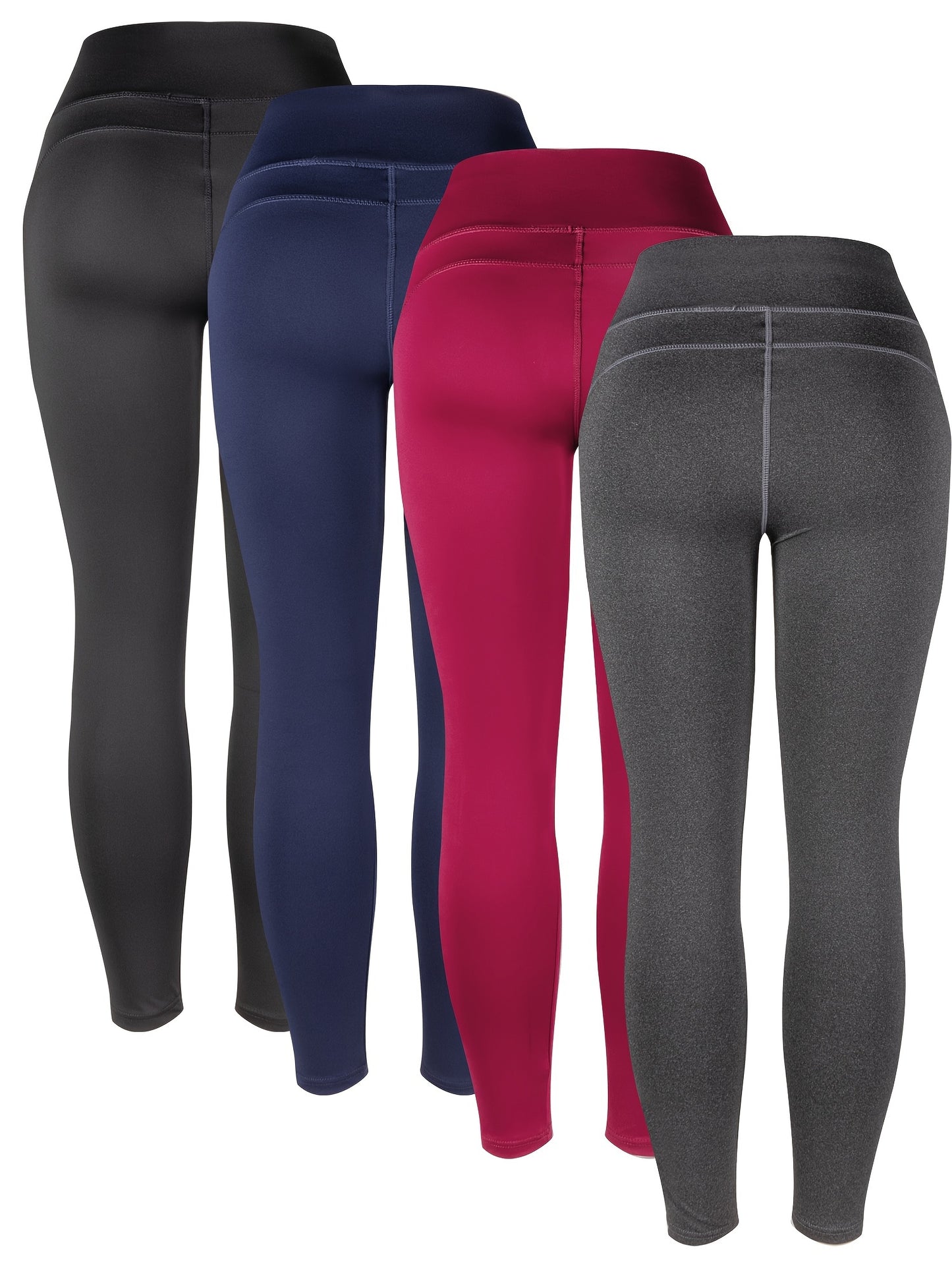 4pcs Vibrant Solid Color High Waist Sports Leggings