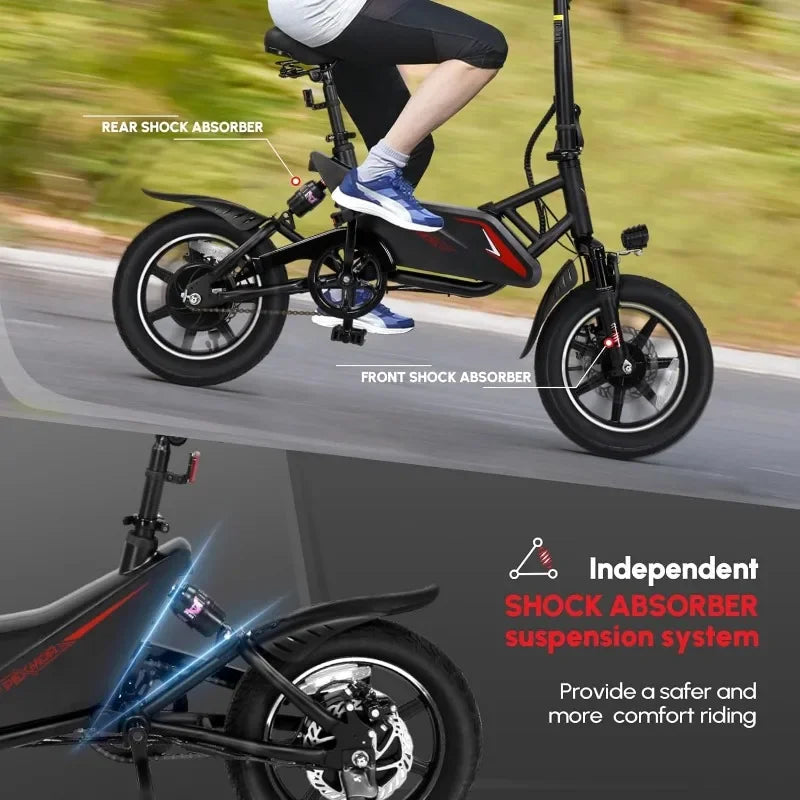 14" Foldable Electric Bike for Adults, 350W Motor (Peak 500W)