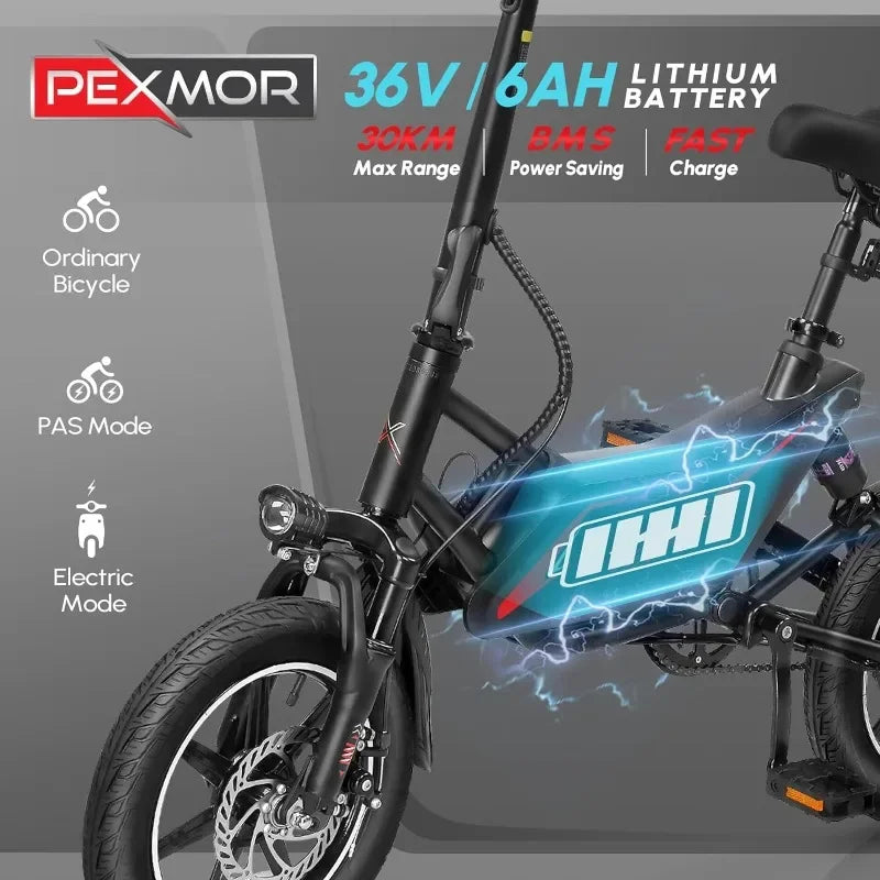 14" Foldable Electric Bike for Adults, 350W Motor (Peak 500W)